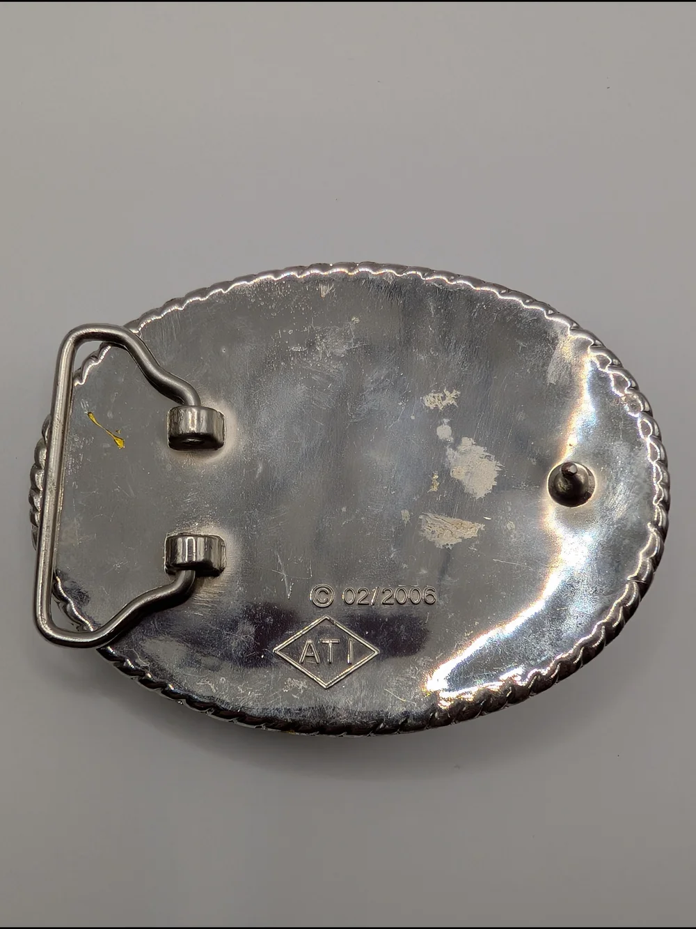 Vintage ATI Skull Crossbones Belt Buckle Black Stone AB Rhinestone Y2K McBling